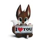  &lt;3 4_fingers 4_toes anthro brown_fur brown_hair canine english_text fox fur green_eyes hair looking_at_viewer male mammal simple_background sitting smile solo text thanshuhai toes white_background 