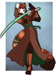  invalid_tag katana male mammal melee_weapon naysir_orekana piercing pose red_panda scarlet-frost sword warrior weapon 