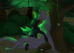  anthro anthro_on_feral anthrofied backlash91 bestiality blush changeling conditional_dnp dragon duo embrace eyes_closed feral forest french_kissing glowing kissing male male/male my_little_pony outside quadruped reclining romantic scalie side_view size_difference thorax_(mlp) tree 
