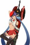  alisa_ilinichina_amiella alisa_ilinichina_amiella_(cosplay) bare_shoulders black_footwear black_gloves black_legwear blue_eyes boots breasts cosplay elbow_gloves elf fingerless_gloves gloves god_eater god_eater_2:_rage_burst hat highres judith long_hair medium_breasts midriff navel official_art pleated_skirt pointy_ears silver_hair simple_background single_elbow_glove skirt solo tales_of_(series) tales_of_link tales_of_vesperia thigh_boots thighhighs underboob white_background zettai_ryouiki 