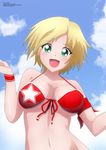  alice_garnet_nakata bikini_top blonde_hair day green_eyes self_upload sky solo the_king_of_fighters zel-sama 