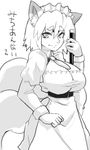  animal_humanoid big_breasts breasts canine cleavage clothed clothing female fox fox_humanoid frown hibiki2 humanoid inner_ear_fluff kemono looking_at_viewer maid_uniform mammal necktie uniform wide_hips 