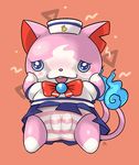  blush clothed clothing cub dress feline female looking_at_viewer mammal panties plump_labia pussy sailornyan slimefur solo standing underwear yo-kai_watch young 