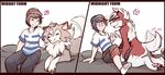  &lt;3 ambiguous_gender bed blush brown_hair butt canine chest_tuft claws clothed clothing english_text feral fully_clothed fur group hair human inside lycanroc mammal midday_lycanroc midnight_lycanroc multicolored_hair nintendo nude pawpads petting pok&eacute;ball pok&eacute;mon red_eyes red_fur simple_background speech_bubble tailwag tan_fur text toe_claws tom_fischbach tongue tongue_out tuft two_tone_hair video_games white_background white_fur white_hair 