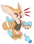  anthro assisted_exposure balls canine clothed clothing disembodied_hand disney fennec finnick fox humanoid_penis male mammal pants_down partially_clothed penis the-alfie-incorporated zootopia 
