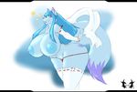  big_breasts big_butt blue_fur breasts butt canine clothing cyan_hair female fur huge_breasts looking_at_viewer mammal panties rohan_scribe smile solo underwear 