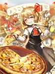  aki_minoriko aki_shizuha apron ascot autumn autumn_leaves bangs black_skirt blonde_hair blush cheese_trail commentary_request dress eating food foodgasm glowing glowing_eye hair_ribbon hat highres holding_pizza leaf long_sleeves mg_mg mob_cap multiple_girls pink_hair pizza red_dress red_eyes red_ribbon ribbon rumia saigyouji_yuyuko short_hair sin_sack skirt skirt_set slice_of_pizza smile spark621 sun_hat touhou translation_request triangular_headpiece vest yellow_eyes 