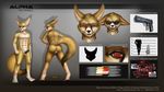  2016 alphalupi anthro anus canine cybernetic_eye cybernetics desert_eagle digital_media_(artwork) eyewear fennec fox futuristic gun handgun hud knot logo looking_back machine male mammal model_sheet nude penis pistol ranged_weapon sannamy weapon 