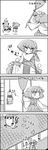  4koma animal_ears bird bound bow braid cat_ears cat_tail comic commentary_request flower greyscale hair_bow hair_flower hair_ornament hieda_no_akyuu highres jitome kaenbyou_rin looking_at_viewer monochrome multiple_tails shaded_face short_hair shoujo_kitou-chuu sitting tail tani_takeshi tied_up touhou translated twin_braids yukkuri_shiteitte_ne 