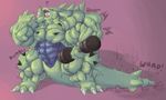  2016 3_fingers 3_toes abs anthro anthrofied biceps big_biceps big_tail blue_scales claws colored digital_drawing_(artwork) digital_media_(artwork) english_text exercise front_view full-length_portrait hyper hyper_muscles light looking_at_viewer male manly multicolored_scales muscular muscular_male nintendo no_iris nude open_mouth pecs pink_background pink_tongue pok&eacute;mon pok&eacute;morph portrait quads scales schwartzgeist shaded simple_background solo standing text thick_neck toes tongue toony two_tone_scales tyranitar vein video_games weightlifting white_claws workout 