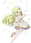  :o blonde_hair blue_eyes bracelet braid dress gloves hair_ornament idol jewelry long_hair multicolored multicolored_stripes necklace official_art rainbow_order shirley_fennes simple_background single_glove solo striped tales_of_(series) tales_of_legendia tales_of_link white_background 