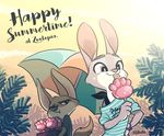  2016 anthro canine disney duo female fennec finnick fox fur judy_hopps lagomorph male mammal rabbit rikuta zootopia 