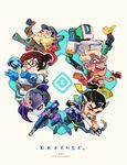  3boys animal arrow artist_name bastion_(overwatch) beard belt belt_pouch bird black_hair blonde_hair blue_gloves bodysuit bow_(weapon) brown-framed_eyewear brown_hair chibi closed_mouth facial_hair full_body fur_collar glasses gloves grin gun hair_bun hair_ornament hair_stick hanzo_(overwatch) head_mounted_display holding holding_gun holding_weapon junkrat_(overwatch) long_hair mei_(overwatch) multiple_boys multiple_girls nail_polish onemegawatt outstretched_arms overwatch pocket ponytail pouch purple_hair purple_nails quiver red_eyes red_gloves rifle robot round_teeth running serious shaded_face simple_background single_glove smile sniper_rifle tattoo teeth tongue tongue_out torbjorn_(overwatch) tsurime turret weapon widowmaker_(overwatch) yellow_eyes 
