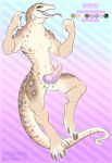  2016 animal_genitalia animal_penis anthro claws digital_media_(artwork) erection geph green_eyes internal_testicles knot lizard looking_at_viewer nude open_mouth penis reptile scalie seamen simple_background smile solo tongue 