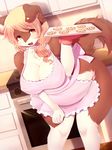  2016 anthro apron big_breasts breasts canine cleavage clothed clothing cookie dog female food kitchen mammal oven slightly_chubby solo tray white-castle 