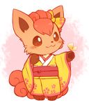  bug butterfly butterfly_on_hand commentary_request furry gen_1_pokemon huiro insect japanese_clothes kimono no_humans obi paws pokemon pokemon_(creature) sash smile solo vulpix wide_sleeves 