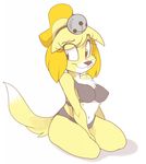  2016 animal_crossing anthro bra canine clothing dog female isabelle_(animal_crossing) kayla-na mammal nintendo panties solo underwear video_games 