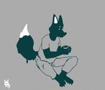 animated anthro beverage canine clothed clothing coffee cup dripping fluffy fluffy_tail fox goo invalid_tag male mammal melting newd simple_background sitting solo 