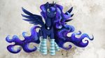  blue_eyes blue_feathers blue_fur blue_hair clothing cutie_mark equine eyelashes feathered_wings feathers female feral flowing_hair friendship_is_magic fur hair hooves horn legwear mammal my_little_pony princess_luna_(mlp) shaadorian smile socks solo winged_unicorn wings 