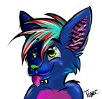  2016 anthro blue_fur chibi cub cute digital_media_(artwork) fur furrytiger_2012 hair male multicolored_hair portrait simple_background smile solo tongue white_background young 