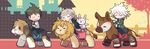  2boys chibi danganronpa dog flipped_hair hair_ornament hinata_hajime honzumaru hood hoodie komaeda_nagito lion monomi_(danganronpa) multiple_boys nanami_chiaki short_hair sleeping super_danganronpa_2 