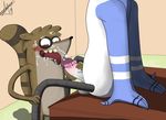  anthro avian balls bird blue_jay camsan_r_s cartoon_network corvid cum cum_drip cum_on_face cumshot dripping ejaculation felatio fellatio hairy interspecies male male/male mammal mordecai oral orgasm penis pennis raccoon regular_show rigby sex tongue tongue_out 