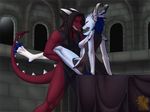  2016 black_fur blue_hair breasts demon dragon eyes_closed female fur hair horn legs_up male male/female nateday nude penetration penis pussy_juice red_eyes red_scales scales sex side_boob vaginal vaginal_penetration 