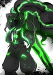  arm_over_shoulder armor black_hair blazblue blazblue:_central_fiction energy_sword evil green_eyes green_hair highres long_hair luse_maonang multicolored_hair spoilers susanoo_(blazblue) sword teeth two-tone_hair weapon 