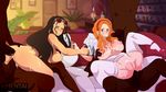  anal black_hair blush breasts inusen nami_(one_piece) nico_robin nipples one_piece orange_hair 