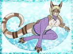  2014 blonde_hair breasts brown_fur clothing collar female fur green_eyes hair jewelry kangaroo leggings legwear mammal marsupial meeka_rose necklace nipples riley_roo sugarcat 