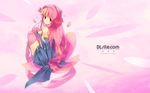  dille_blood dlsite.com elbow_gloves flower gloves hairband highres long_hair pink_hair refeia solo thighhighs veil wallpaper 