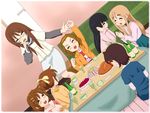  akiyama_mio back blush bottle brown_hair cake chunpai clenched_teeth closed_eyes covering_ears dutch_angle food hirasawa_ui hirasawa_yui k-on! kotatsu kotobuki_tsumugi manabe_nodoka microphone multiple_girls music no_legwear open_mouth pastry plate ribbon round_teeth sandwich short_hair singing sitting strawberry_shortcake table tainaka_ritsu tears teeth yamanaka_sawako 