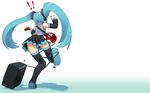  blue_hair falling full_body guitar hatsune_miku highres instrument long_hair nagian skirt solo thighhighs tripping twintails vocaloid wallpaper 