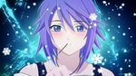  blue_eyes blush candy food highres lollipop purple_hair rosario+vampire shirayuki_mizore short_hair snowflakes vector_trace wallpaper 