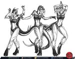  allosaur allosaurus ankylosaurus anthro anthrosaurs belly_dancer black_and_white bra breasts claws clothing daspletosaurus digital_media_(artwork) dinosaur female monochrome predaguy scalie stripes theropod underwear veil 