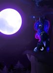  cosmic_feathers cosmic_hair cutie_mark detailed_background equine eyes_closed feathered_wings feathers female feral forest horn luna_(disambiguation) magnaluna mammal moon my_little_pony night nude outside sitting sky solo tree winged_unicorn wings 