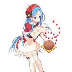  blue_eyes blue_hair bow_legwear breasts cake cleavage dress floating floating_object food fruit giuniu hat holding large_breasts long_hair official_art original pastry_bag plaid santa_costume solo strawberry thighhighs transparent_background uchi_no_hime-sama_ga_ichiban_kawaii vivienne_(uchi_no_hime-sama_ga_ichiban_kawaii) white_legwear 