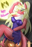  2016 anthro big_breasts blush breasts clothed clothing erect_nipples eyelashes female fin fish food fruit hair halloween hi_res holidays horn kemono looking_at_viewer marine milkteafox mist nipples panties pumpkin shark sitting solo underwear 