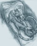  2012 bed cat cleiopetra_valion cora_valion cuddling feline female frostwyrm102 hair hand_holding male mammal nude nuzzling traditional_media_(artwork) 