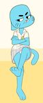  2016 annoyed anthro blue_fur cartoon_network cat clothing crossed_legs digital_media_(artwork) feline female fur kaboozey mammal nicole_watterson panties solo the_amazing_world_of_gumball underwear upskirt 