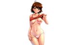  breasts cameltoe hoshii_miki idolmaster nipples panties photoshop red_hair shirt_lift underwear undressing white zanzi 