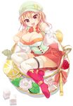  :d bangs blonde_hair boots bow bowtie breasts cafe-chan_to_break_time cleavage cover cover_page doujin_cover flower food fruit gloves hair_between_eyes hat in_container knee_boots large_breasts lemon lemon_slice minigirl open_mouth outstretched_hand pink_footwear porurin raspberry red_bow red_eyes red_neckwear simple_background smile solo spoon sugar_cube tea_(cafe-chan_to_break_time) tea_leaves thigh_strap thighhighs white_background white_gloves white_legwear 