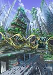  artist_request car city cityscape clouds futuristic original science_fiction sky tokyo train vehicle 
