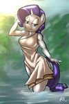  2016 anthro anthrofied blue_eyes bluecoffeedog clothing dress equine female friendship_is_magic hair horn mammal my_little_pony purple_hair rarity_(mlp) solo unicorn water 