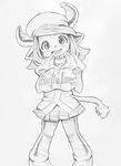  anthro big_breasts black_and_white blush bovine breasts buffalo_bell cattle clothing english_text eyelashes female hair hat horn mammal monochrome open_mouth orix_buffaloes skirt smile solo text しめさば(一巡後) 