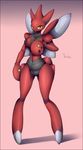  2016 absurd_res anthro anthrofied areola arthropod big_breasts black_body black_nipples breasts claws clitoris female hi_res insect insect_wings looking_at_viewer navel nintendo nipples nude pink_background pok&eacute;mon pok&eacute;morph pussy red_body scizor simple_background smile solo video_games voider_(artist) wings yellow_eyes 