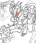  2013 digital_drawing_(artwork) digital_media_(artwork) front_view humanoid lq-84i metal_gear_rising:_revengeance monochrome schwartzgeist simple_background sketch spot_color white_background 