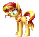  2016 alpha_channel cutie_mark equestria_girls equine female feral fur green_eyes hair horn mammal multicolored_hair my_little_pony orange_fur scarlet-spectrum simple_background solo sunset_shimmer_(eg) tongueout transparent_background two_tone_hair unicorn 