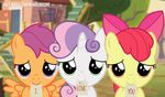  2016 apple_bloom_(mlp) building cutie_mark_crusaders_(mlp) door english_text equine feathered_wings feathers female feral friendship_is_magic fur group hair horn horse house looking_at_viewer mammal multicolored_hair my_little_pony orange_feathers orange_fur outside pegasus plant pony purple_eyes purple_hair red_hair scootaloo_(mlp) shutterflyeqd smile sweetie_belle_(mlp) text tree unicorn white_fur window wings yellow_fur young 