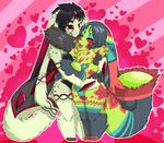  &lt;3 anthro duo featureless_crotch female hug lovelesskiax lux male male/female nude open_mouth smile standing thick_thighs 